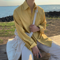 BaLuoShangMRCYC秋季亚麻长袖衬衫男纯色宽松韩版潮流休闲上衣外套棉麻衬衣衬衫