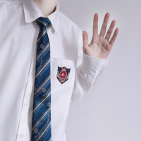 BaLuoShang川岛木樱原创长袖刺绣学院风DK制服日系秋冬季学生男生上衣白衬衫衬衫