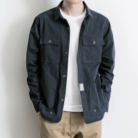 BaLuoShang写意自制秋季新款日系复古工装长袖衬衫休闲原宿风挺阔男装衬衣潮衬衫