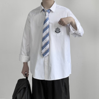 BaLuoShangdk制服男全套jk衬衫长袖原创刺绣日系高校班服学院风高中生白衬衣衬衫