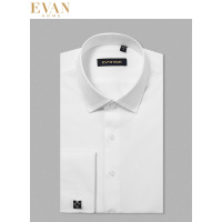 BaLuoShang艾梵之家法式衬衫男长袖商务袖扣职业正装袖口双叠袖西装白色衬衣衬衫