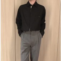 BaLuoShang阿茶与阿古秋季四色简约衬衫男长袖韩版潮流新款宽松百搭男士衬衣衬衫