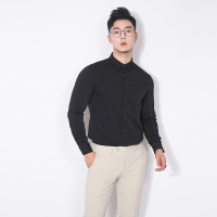 BaLuoShang川泽日常辑明线长袖衬衫男士新款韩版时尚修身百搭纯色衬衣微弹衬衫