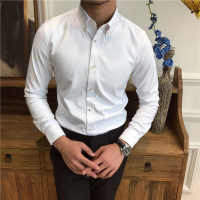 BaLuoShang鹿三先生冬装男士加绒加厚长袖衬衫韩版英伦修身衬衣保暖寸衣潮男衬衫