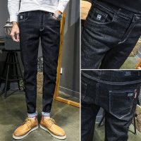 BaLuoShang2019春秋季黑色牛仔裤男小脚裤修身韩版潮流弹力男士裤子休闲长裤牛仔裤