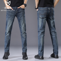 BaLuoShang火线春秋修身牛仔裤男直筒弹力潮牌韩版高端复古男士休闲长裤子牛仔裤