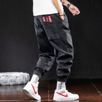 BaLuoShang2020秋冬新款哈伦牛仔长裤男潮牌加绒宽松休闲肥佬加肥加大束脚裤牛仔裤