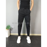 BaLuoShang青年新款时尚裤子男秋冬黑色小脚九分牛仔裤百搭哈伦裤潮流束脚裤牛仔裤