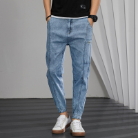 BaLuoShang裤子男宽松系带哈伦裤潮牌束脚裤九分2020新款牛仔裤男修身小脚裤牛仔裤