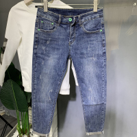 BaLuoShang秋冬牛仔裤男潮牌弹力休闲韩版潮流水洗蓝时尚男士小脚修身九分裤牛仔裤