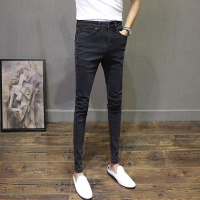 BaLuoShang新款水洗黑色韩版修身简约小脚九分裤网红同款牛仔裤男弹力长裤潮牛仔裤