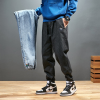 BaLuoShang松紧腰牛仔裤男潮流韩版百搭胖子加肥加大码宽松束脚裤长裤春秋款牛仔裤