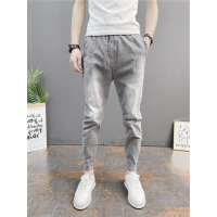 BaLuoShang松紧腰牛仔裤男韩版弹力束脚裤社会精神小伙小脚九分裤潮流男裤子牛仔裤