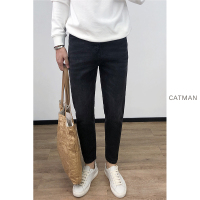 BaLuoShang2020韩版修身裤子男秋季牛仔裤简约黑灰弹力小脚裤九分网红牛仔裤牛仔裤