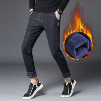 BaLuoShang秋冬款弹力牛仔裤男人加绒加厚保暖松紧腰弹性带绒长裤子男土冬天牛仔裤