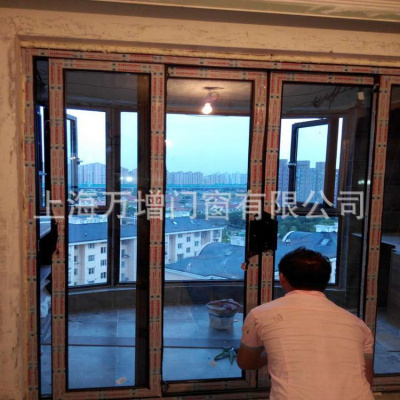 [上海万增品牌阳台窗]上海黑色中空玻璃断桥铝阳台移窗移门定制