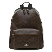 COACH 蔻驰 男女款户外流行时尚大号双肩背包 黑棕色F38301