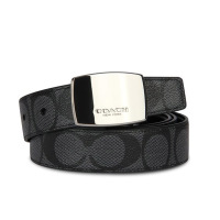 COACH蔻驰皮带男针扣黑色皮革印花商务休闲暗扣礼品腰带套盒F64825 F12026 F64842 F65242