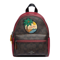 COACH 蔻驰 女士休闲背包 PVC双肩包 小号卡其花色F28948