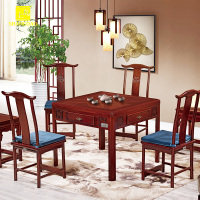 上岛(SHANGDAO)智能餐桌 实木餐桌 多功能麻将机 新中式欧式餐桌 一桌四椅 方桌多功能 马来西亚进口橡胶木