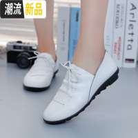 女式豆豆鞋2018春秋软底小皮鞋妈妈鞋平底单鞋真皮孕妇鞋休闲女鞋  广赫