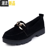 28-44码 大码女鞋豆豆鞋女41春秋单鞋42百搭学生休闲黑色小皮鞋43  广赫