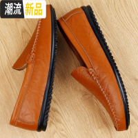 皮鞋男真皮韩版潮流男士休闲软皮软底2020春季新款简便男鞋豆豆鞋 广赫休闲鞋