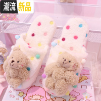*尤物少女*可爱小熊冬季棉拖鞋马卡龙色大耳狗史努比居家鞋保暖 广赫