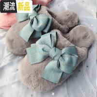 2018新款韩版包头毛毛拖鞋女秋冬室内居家毛绒韩版家用月子棉拖鞋  广赫