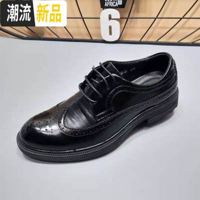 广赫2020新版黑色韩版布洛克英伦大利来男单鞋商务休闲西装青年皮鞋 广赫休闲鞋