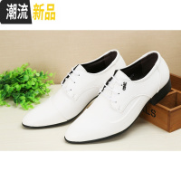 新款商务正装皮鞋白色婚礼系带男鞋英伦尖头皮鞋男韩版潮鞋休闲鞋  广赫