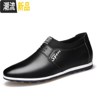 广赫春季男装套脚潮鞋男士隐形内曾高皮鞋6厘米无带商务悠闲增高鞋6cm 广赫休闲鞋