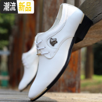 白色皮鞋男透气隐形内增高男鞋子英伦商务正装尖头休闲鞋新郎潮鞋  广赫