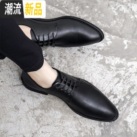 广赫黑色皮鞋男韩版英伦潮流真皮春季正装青年尖头帅气新郎商务休闲软 广赫休闲鞋