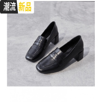 2020年新款小码女鞋313233高跟单鞋简约粗跟英伦小皮鞋小个子跟鞋 广赫