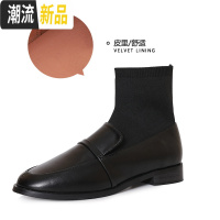 林小梨弹力袜靴女2019新款瘦瘦连袜靴学生韩版百搭平底马丁靴短靴 广赫休闲鞋