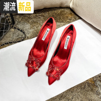 2020新款婚纱高跟鞋新娘鞋红秀禾中跟孕妇低跟 广赫