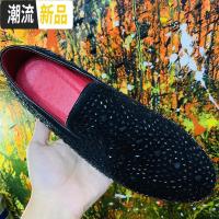 发型师时尚韩版网红小皮鞋个性潮流社会豆豆鞋一脚蹬百搭带钻男鞋 广赫休闲鞋