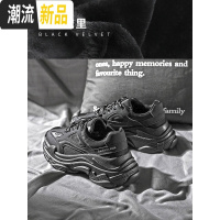 黑色2020春季新款全黑老爹女鞋2019休闲百搭运动鞋子网红ins潮鞋 广赫休闲鞋