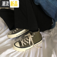 许刘芒 ins韩国ulzzang原宿百搭军绿橄榄绿高帮复刻1970s帆布鞋女  广赫