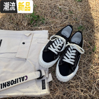 许刘芒 厚底帆布鞋女ins韩版原宿松糕鞋2019春季新款百搭小白鞋  广赫