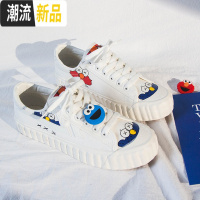 2020年鞋子女芝麻街百搭学生小白帆布鞋复古森系新款潮鞋港味春季  广赫