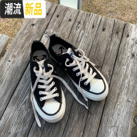 许刘芒 2019新款韩版ins拼色学生百搭板鞋原宿ulzzang平底帆布鞋  广赫