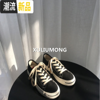 许刘芒 新款韩国街拍百搭复古做旧开口笑低帮帆布鞋休闲鞋板鞋女  广赫