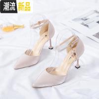 细跟单鞋女2019秋款皮鞋春秋季高跟鞋女鞋子新款春季百搭中跟时尚 广赫