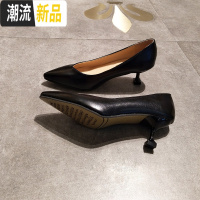 2019春尖头单鞋女浅口细跟高跟鞋中跟猫跟鞋职业上班鞋时尚工作鞋 广赫