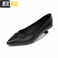 黑色皮鞋女工作鞋职业软底礼仪鞋中跟面试上班鞋单鞋女尖头高跟鞋 广赫