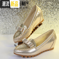 小码女鞋313233单鞋2020新款四季韩版中跟坡跟内增高平底豆豆鞋春 广赫