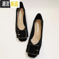 2020早春单鞋女鞋粗跟韩版百搭方头复古温柔中跟 广赫