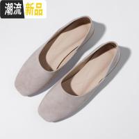 平底单鞋女软底一脚蹬透气浅口休闲女士鞋搭配裙子的奶奶鞋豆豆鞋 广赫